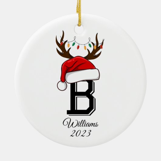 Monogrammed Family Santa Claus Christmas Keramik Ornament (Hinten)