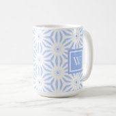 Monogrammed Feminine Elegant Blue Geometric  Kaffeetasse (VorderseiteRechts)