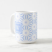 Monogrammed Feminine Elegant Blue Geometric  Kaffeetasse (Vorderseite Links)