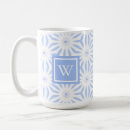 Monogrammed Feminine Elegant Blue Geometric  Kaffeetasse