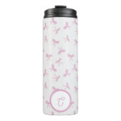 Monogrammed Frilly Coquette Pink watercolor Bow  Thermosbecher (Vorderseite)