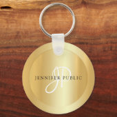 Monogrammed Gold Look Elegant Name Template Schlüsselanhänger (Vorderseite)