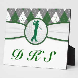 Monogrammed golf plaid fotoplatte