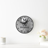 Monogrammed Golf Tee Silver Runde Wanduhr (Zuhause)