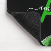Monogrammed Green Agate with Silver Glitter Accent Mousepad (Ecke)