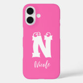Monogrammed initial letter script name pink Case-Mate iPhone hülle (Rückseite)