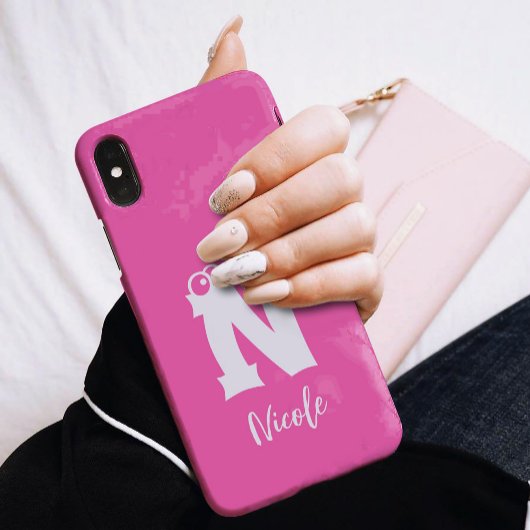 Monogrammed initial letter script name pink Case-Mate iPhone hülle