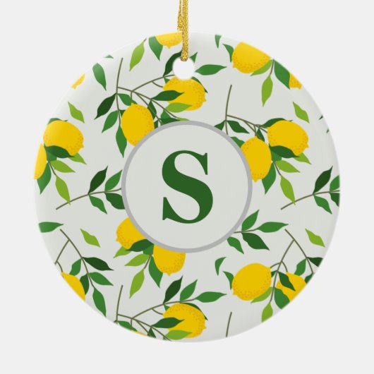Monogrammed Lemon Ceramic Ornament – Citrus Design (Hinten)