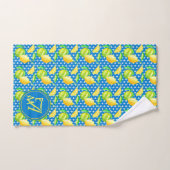 Monogrammed Lemon Tree Azure Blue Newlywed Decor Badhandtuch Set (Handtuch)