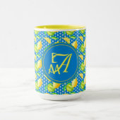 Monogrammed Lemon Tree Azure Blue Newlywed Decor Tasse (Zentrum)