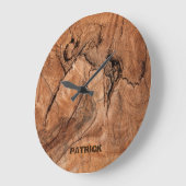 Monogrammed Light Brown Wood Design Große Wanduhr (Winkel)