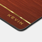 Monogrammed Mahogany Wood Texture Schreibtischunterlage (Ecke)