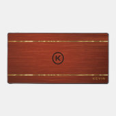 Monogrammed Mahogany Wood Texture Schreibtischunterlage (Vorderseite)