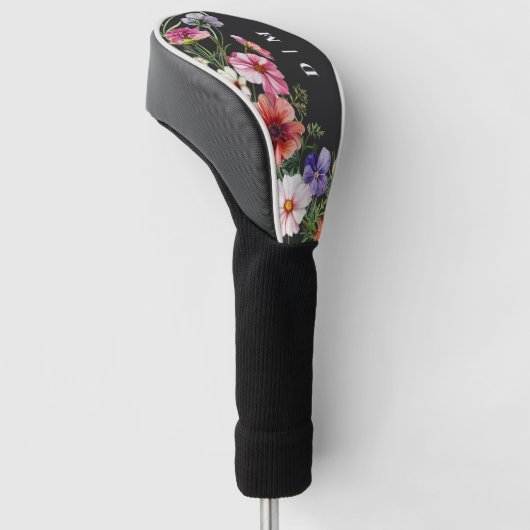 Monogrammed Modern Boho Floral Golf Headcover (angewinkelt)