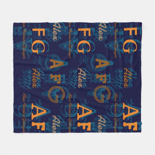 Monogrammed Modern Collage of Initials & Names Fleecedecke (Vorderseite (Horizontal))