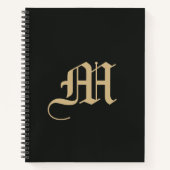 Monogrammed Modern Gothic Minimal Black and Gold Notizblock (Vorderseite)