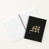 Monogrammed Modern Gothic Minimal Black and Gold Notizblock (Innenseite)