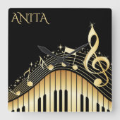 Monogrammed Musical Keyboard Quadratische Wanduhr (Vorderseite)