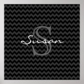 monogrammed name b&w chevron pattern poster (Vorne)