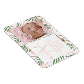 Monogrammed Name Floral Pink Birth Magnet (Rechte Seite)