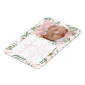 Monogrammed Name Floral Pink Birth Magnet (Linke Seite)