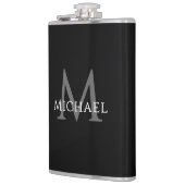 Monogrammed Name Initial Black Gray Custom Flachmann (Links)