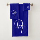 Monogrammed -  navy blue badhandtuch set (Insitu)