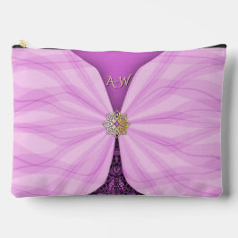 Monogrammed Orchid Pink Jewel Textile Illusion   Zubehörtasche