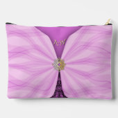 Monogrammed Orchid Pink Jewel Textile Illusion   Zubehörtasche (Rückseite)