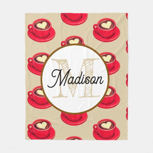 Monogrammed personalize fleece blanket coffee (Vorderseite)