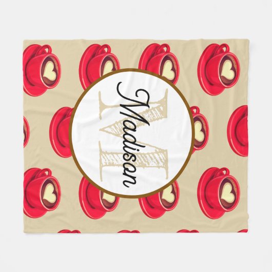 Monogrammed personalize fleece blanket coffee (Vorderseite (Horizontal))