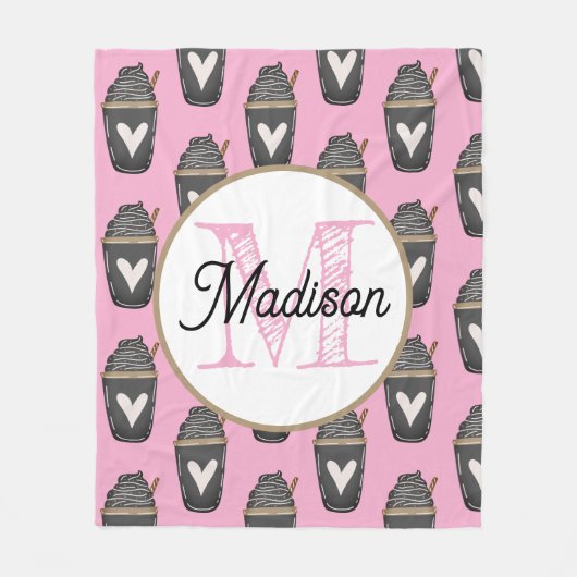 Monogrammed personalize fleece blanket coffee (Vorderseite)