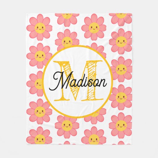 Monogrammed personalize flower fleece blanket (Vorderseite)