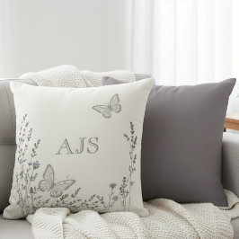 Monogrammed Pillow – Elegant Botanical Butterflies Kissen