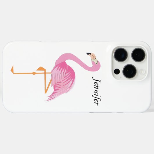 Monogrammed pink flamingo cell case cover (Rückseite (Horizontal))