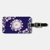 Monogrammed Pink Flowers and Lace Floral Gepäckanhänger (Vorderseite horizontal)