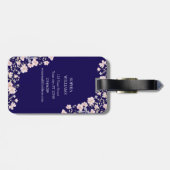 Monogrammed Pink Flowers and Lace Floral Gepäckanhänger (Rückseite horizontal)