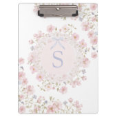 Monogrammed Pink Flowers and Lace Floral Klemmbrett (Vorderseite)