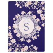 Monogrammed Pink Flowers and Lace Floral Klemmbrett (Rückseite)