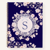 Monogrammed Pink Flowers and Lace Floral Notizblock (Vorderseite)