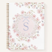 Monogrammed Pink Flowers and Lace Floral Notizblock (Vorderseite)