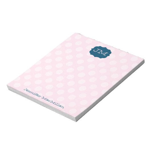 Monogrammed Preppy Notepad, Pink & Navy, Notizblock (Rotiert)