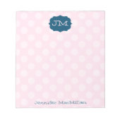 Monogrammed Preppy Notepad, Pink & Navy, Notizblock (Vorderseite)