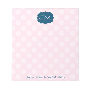 Monogrammed Preppy Notepad, Pink & Navy, Notizblock