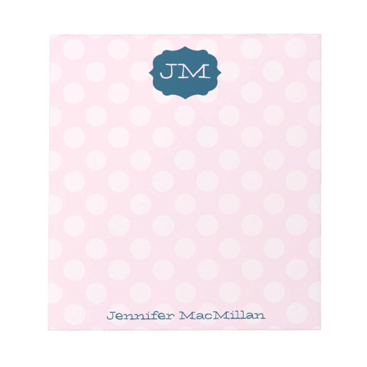 Monogrammed Preppy Notepad, Pink & Navy, Notizblock (Vorderseite)