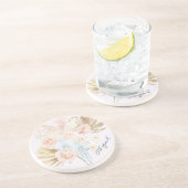 Monogrammed Pretty Tropical Flower Bouquet Floral Getränkeuntersetzer (Seite)