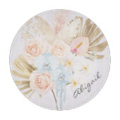 Monogrammed Pretty Tropical Flower Bouquet Floral Schneidebrett (Vorderseite)