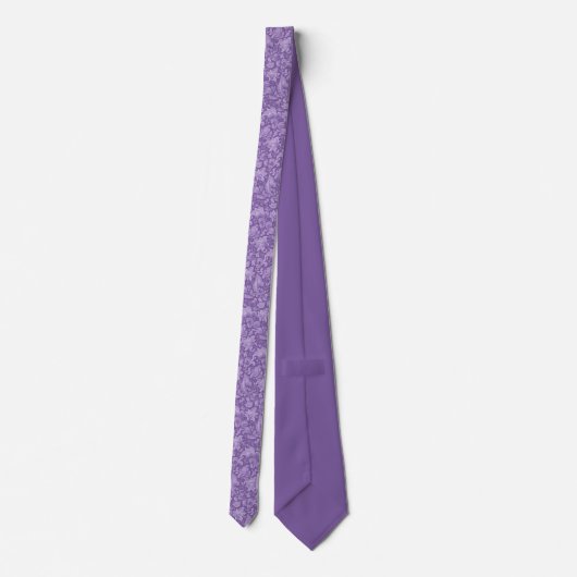Monogrammed Purple Baroque Leaf Scroll Pattern Krawatte (Rückseite)