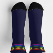 Monogrammed Rainbow Stripe Navy Blue Socken (Oben)