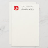 Monogrammed Red White Professional Plain Briefpapier (Vorne/Hinten)